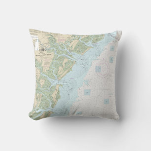 Tybee Island to Doboy Sound Nautical Chart 11509 Throw Pillow