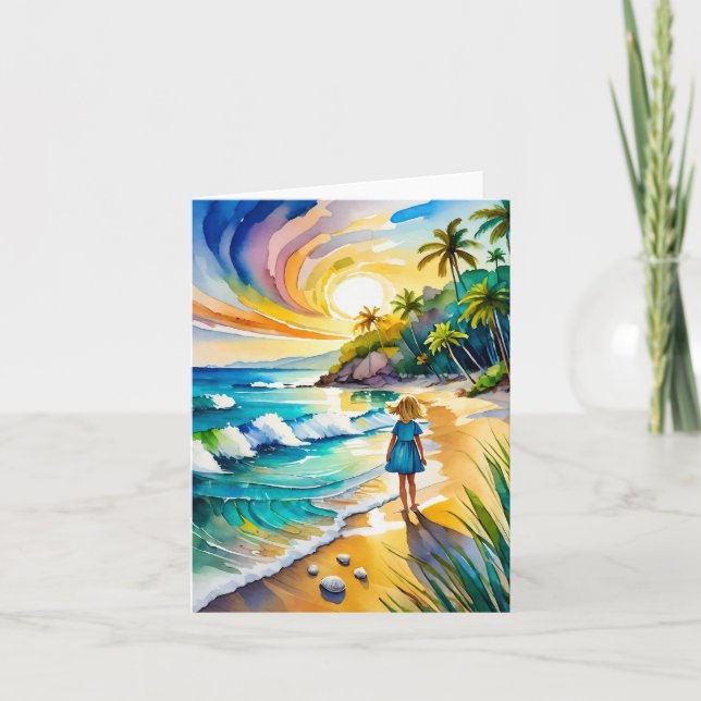 Tybee Island Watercolor Stationery Card (Front)
