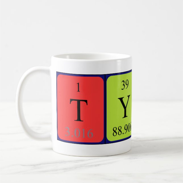Tycho periodic table name mug (Left)