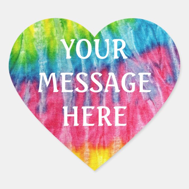Tye dye  background - Customize your own Heart Sticker (Front)
