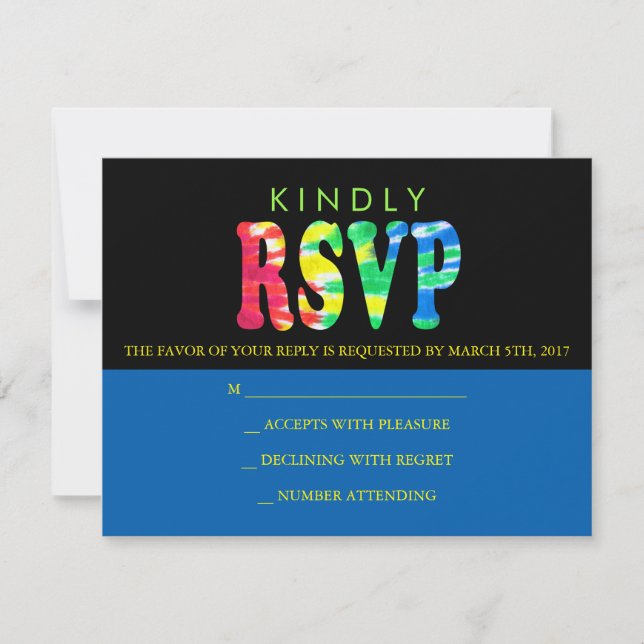 TYE DYE Bar Mitzvah Invitation Reply Card (Front)