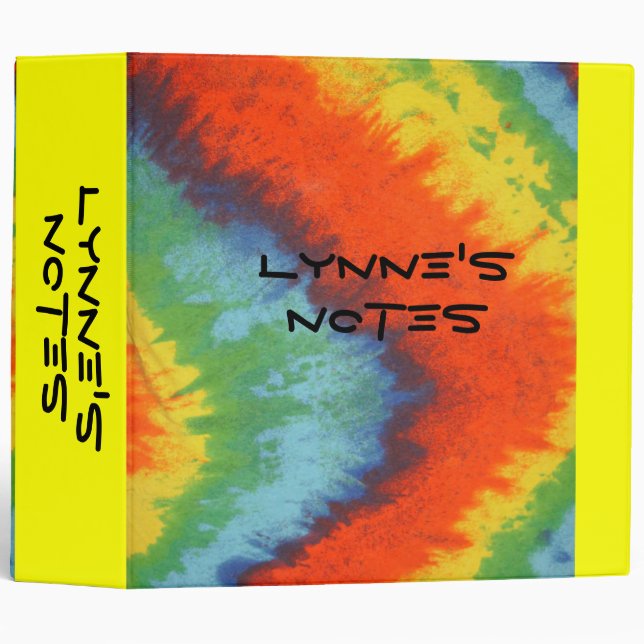 Tye Dye binder, generic, personalized 3 Ring Binder (Front/Spine)