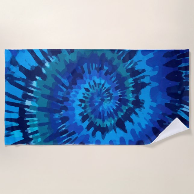 Tye-Dye-Blue Beach Towel (Front)