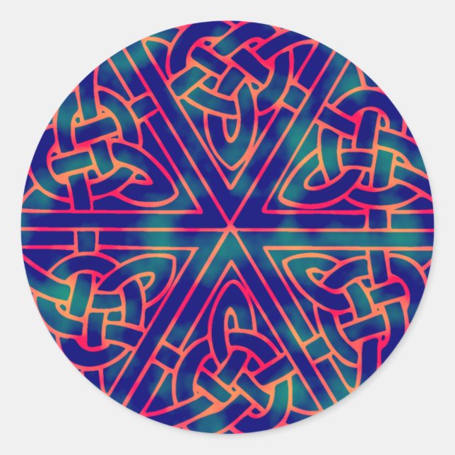 Tye-dye Celtic Knot Classic Round Sticker (Front)