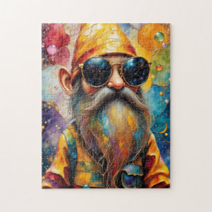 Tye Dye Cool Gnome Jigsaw Puzzle