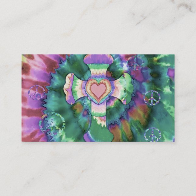 Tye Dye Cross Pink Colors Business Card (Front)