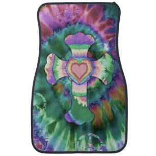 Tye Dye Cross Pink Colors Car Mat