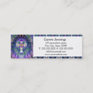 Tye Dye Cross with Heart Center in Purple, Blue Mini Business Card