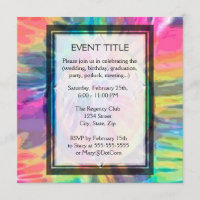 Tye Dye Cross with Heart in Center Invitation