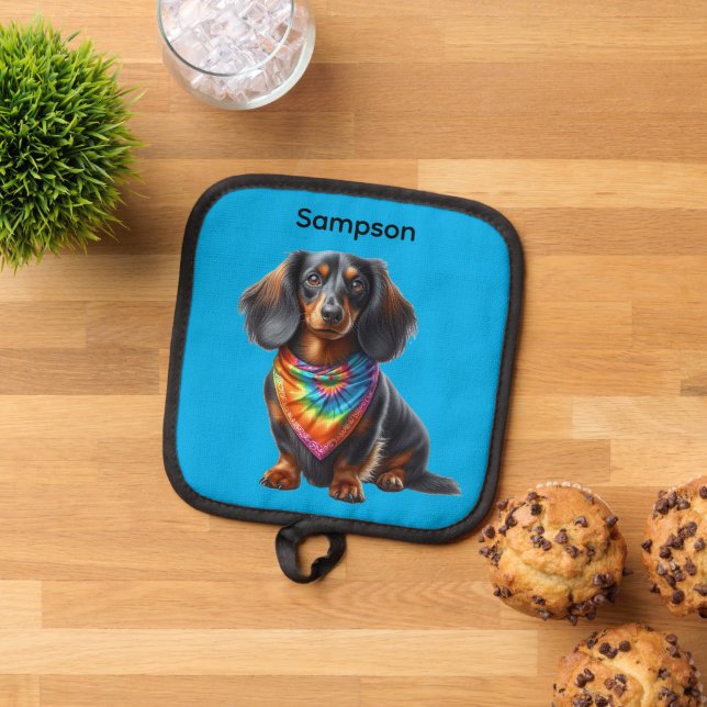 Tye Dye Dachshund Pot Holder (Top Down)