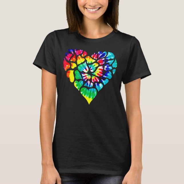 Tye Dye Heart Candy Couples Romantic Valentines Da T-Shirt (Front)
