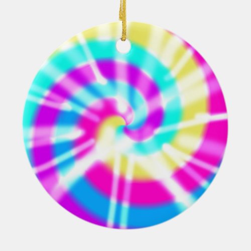 Tye Dye Pattern Ceramic Ornament