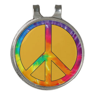 Tye Dye Peace Sign Golf Hat Clip