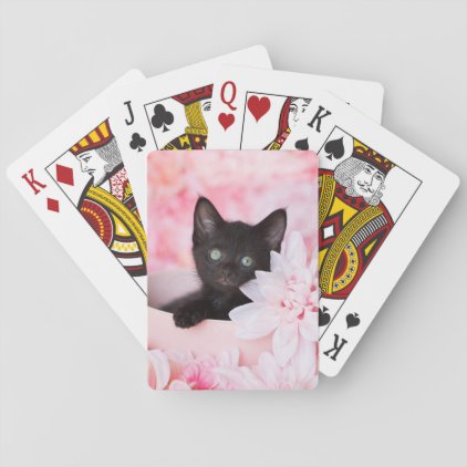 Tye Kitten Pink Floral Playing Cards