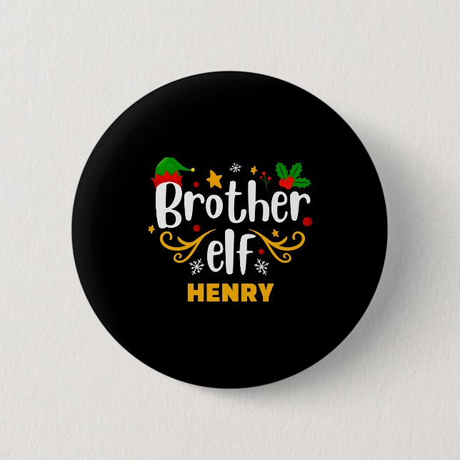 Tygraphy Brother Elf Fun Family Matching  Button (Front)