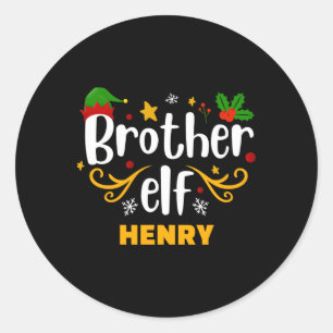 Tygraphy Brother Elf Fun Family Matching T Shirt Classic Round Sticker
