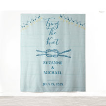Tying Knot Nautical Blue Wood Photo Backdrop