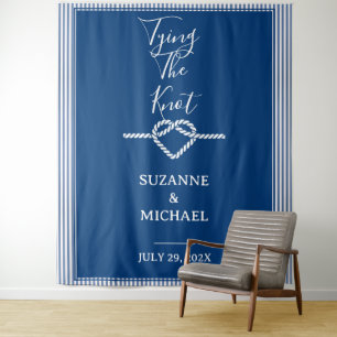Tying Knot Nautical Navy Blue Photo Backdrop