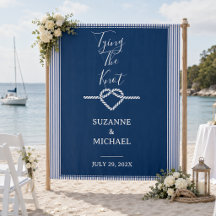 Tying Knot Nautical Navy Blue Photo Backdrop