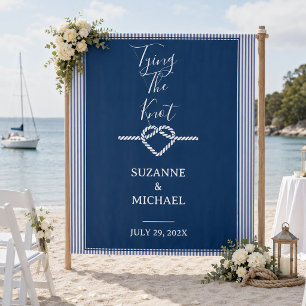 Tying Knot Nautical Navy Blue Photo Backdrop