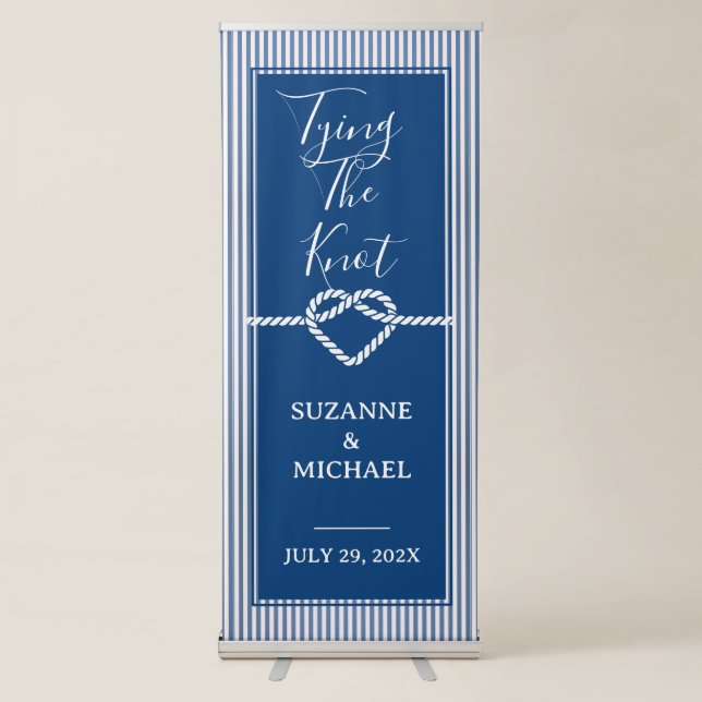 Tying Knot Nautical Navy Blue Retractable Banner (Front)