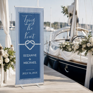 Tying Knot Nautical Navy Blue Retractable Banner