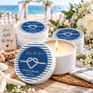 Tying Knot Nautical Stripes Navy Blue Wedding Mini Candle Favors