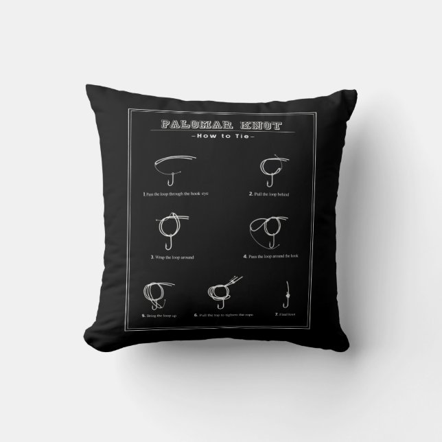 Tying Palomar knot fishing Bass Trout Salmon or Throw Pillow (Front)