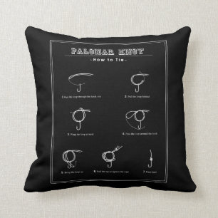 Tying Palomar knot fishing Bass Trout Salmon or Throw Pillow