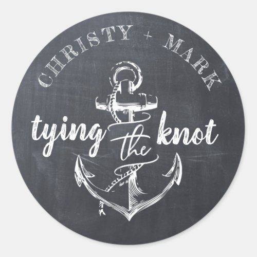 Tying the Knot Anchor Chalkboard  Wedding Sticker