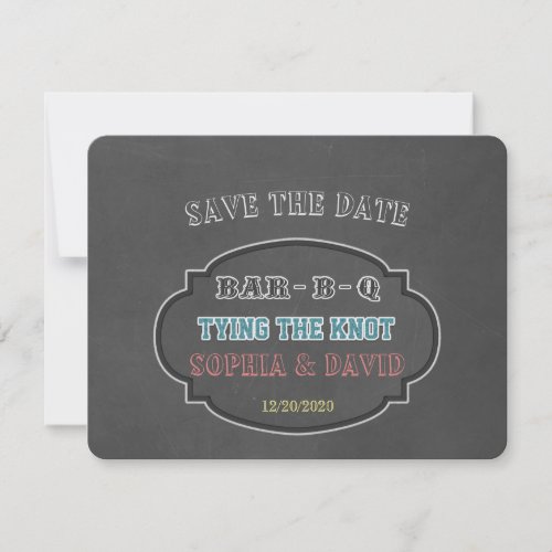 Tying the Knot BBQ Chalkboard Engagement Invitation