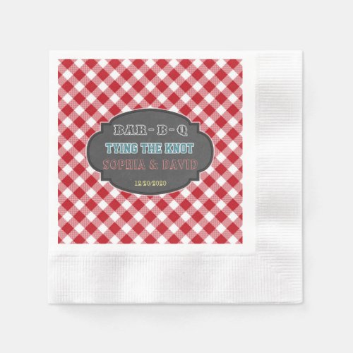 Tying the Knot BBQ Gingham Engagement Napkins