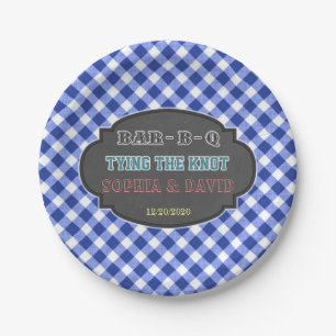 Tying the Knot BBQ Gingham Engagement Paper Plates