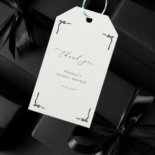 Tying the Knot Black Bow Bridal Shower Thank You Gift Tags