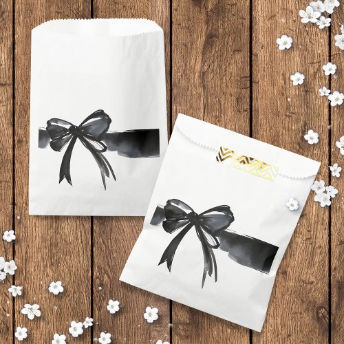 Tying The Knot Black Watercolor Bow Modern Wedding Favor Bag