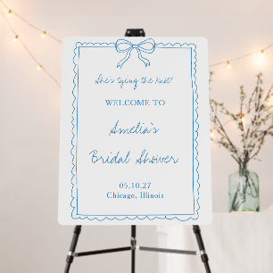 Tying the Knot Blue Bow Bridal Shower Welcome Sign