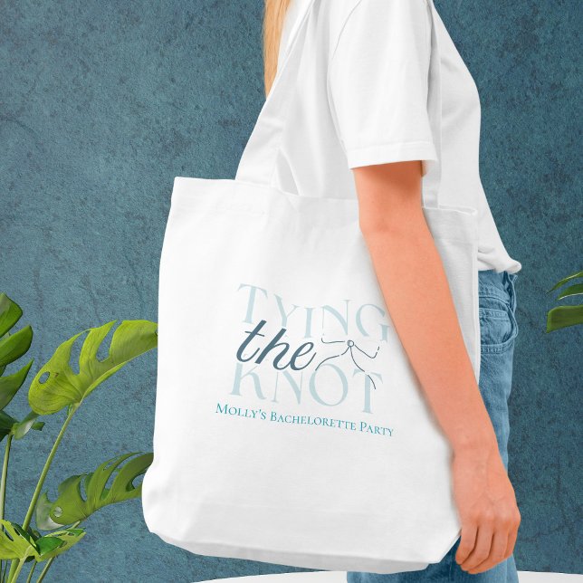 Tying the Knot Bow Bridesmaid Tote Bag (Tying the Knot tote bag with modern font – perfect for bridesmaid proposals or bridal celebrations!)