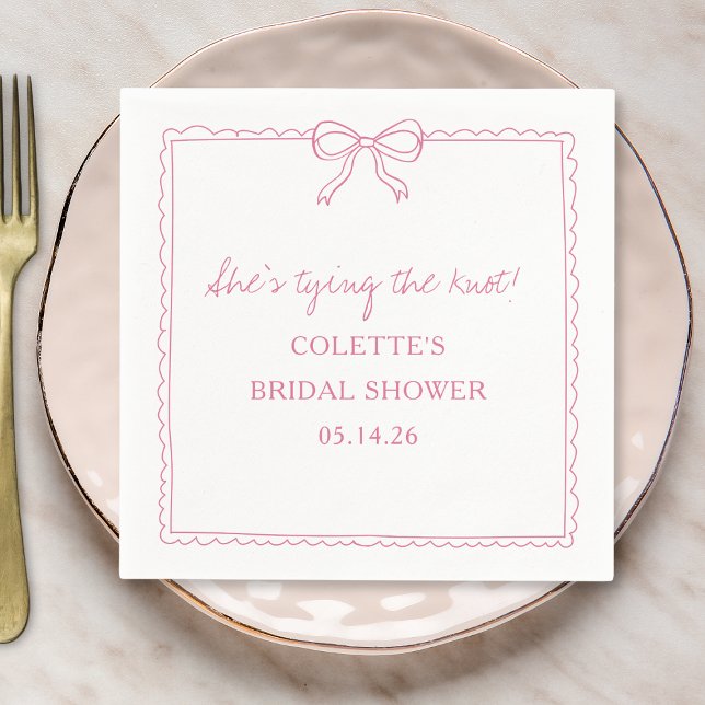 Tying the Knot Bow Hand Drawn Chic Bridal Shower Napkins (Creator Uploaded)