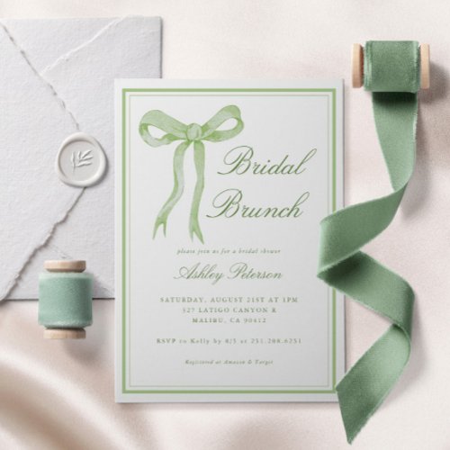 Tying The Knot Bridal Brunch Green Bridal Shower Invitation