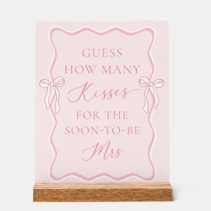 Tying the Knot Bridal Shower Guess How Many Kisses Acrylic Sign