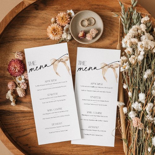 Tying the knot Bridal Shower Menu neutral bow