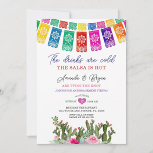 Tying The Knot Cactus Floral Engagement Fiesta Invitation