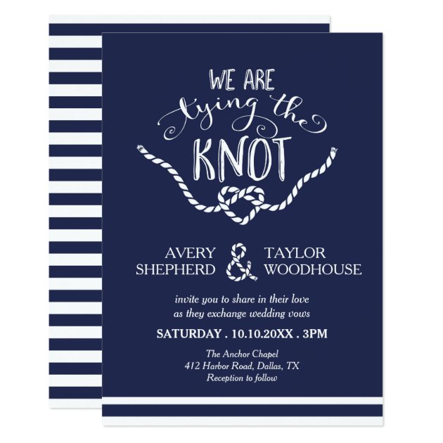 Tying The Knot Calligraphy Wedding Invitation