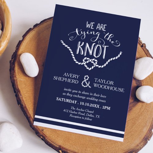 Tying the Knot Calligraphy Wedding Invitation