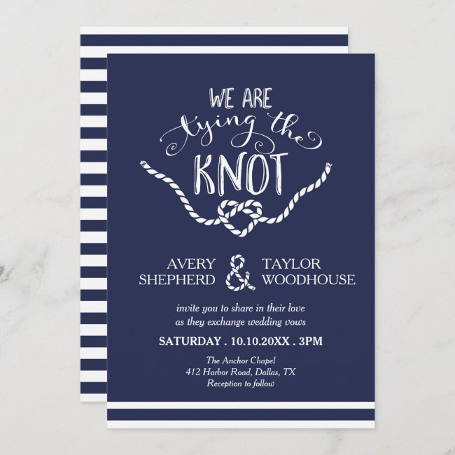 Tying the Knot Calligraphy Wedding Invitation
