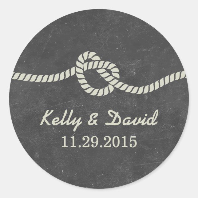 Tying the Knot Chalkboard Wedding Favor Stickers (Front)