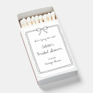 Tying the Knot Chic Hand Drawn Bow Bridal Shower Matchboxes