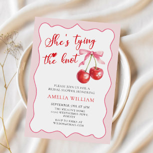 Tying the Knot Chic Modern Cherry Bridal Shower Invitation