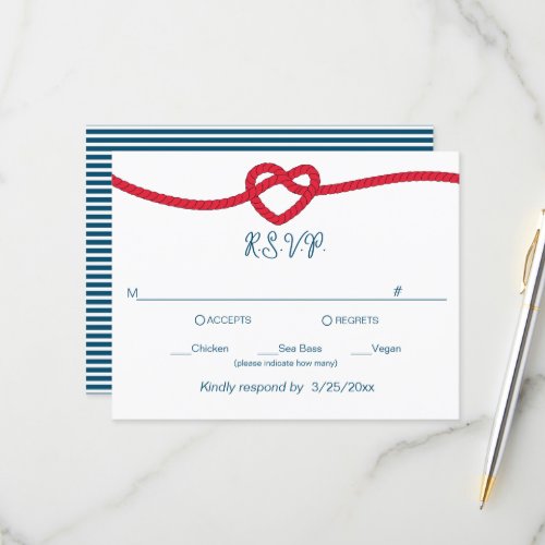 Tying the Knot Chic Nautical RSVP Card