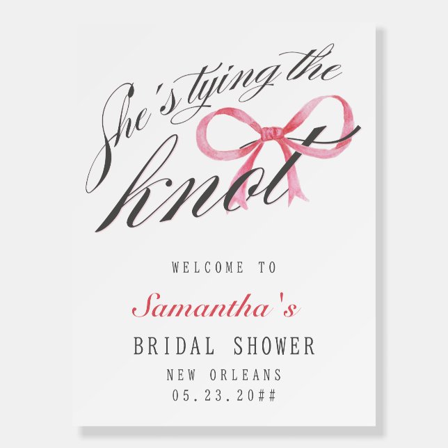 Tying the Knot Coquette Bridal Shower Welcome Sign (Front)